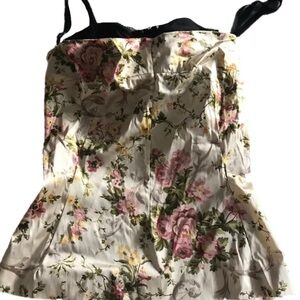 Dolce & Gabbana Floral Silk Corset in Cream and Pink built in bra